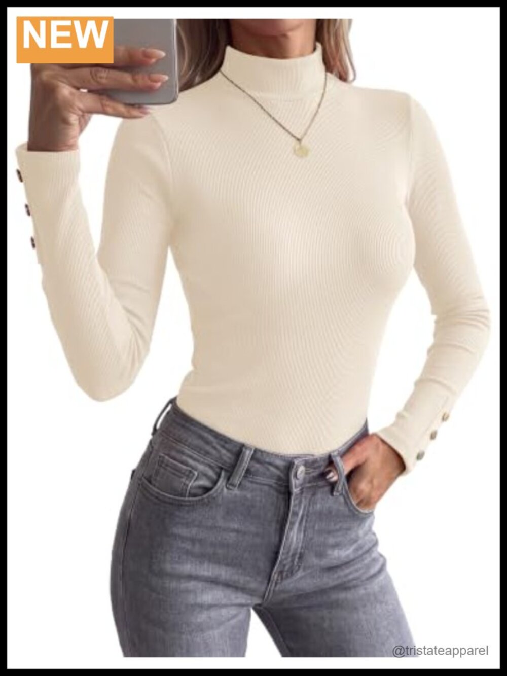 Women's Ribbed Knit Mock Neck Long Sleeve Top Slim Fit Fall Shirt